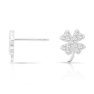 .925 STERLING SILVER & RHODIUM Clover Stud Earring